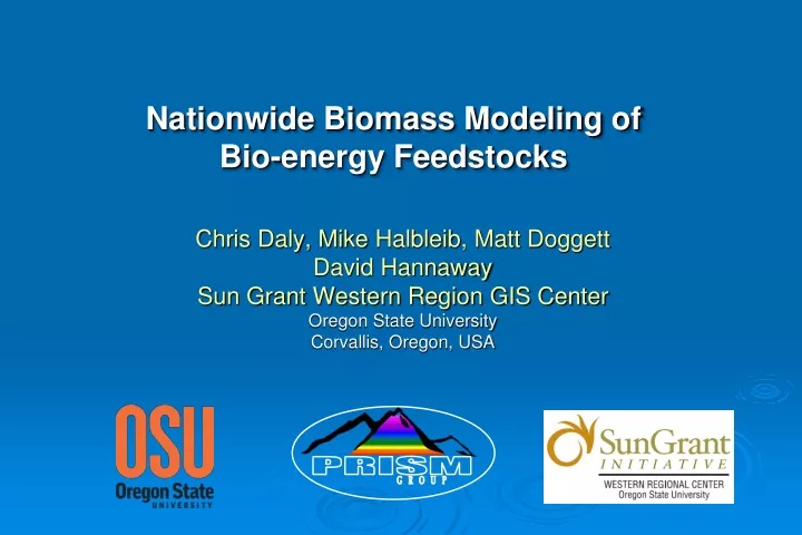 nationwide biomass modeling of bio energy feedstocks