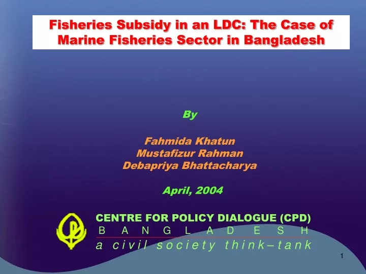 fisheries subsidy in an ldc the case of marine