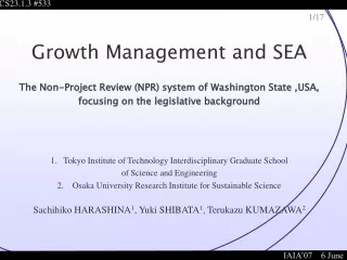 Growth Management and SEA The Non-Project Review (NPR) system of Washington State ,USA,
