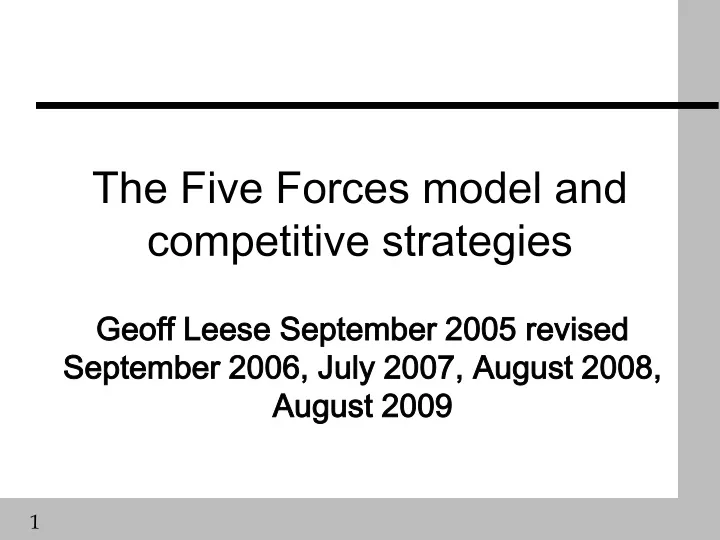 the five forces model and competitive strategies