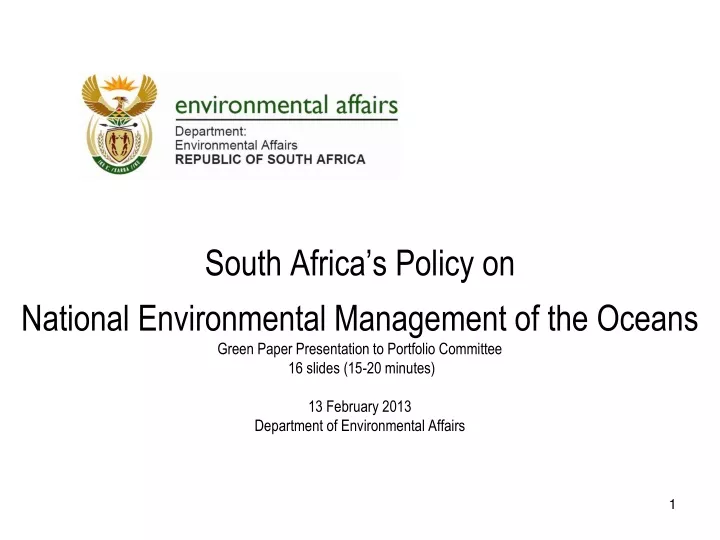 south africa s policy on national environmental
