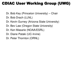 CDIAC User Working Group (UWG)