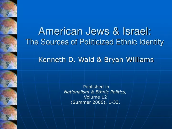 american jews israel the sources of politicized ethnic identity