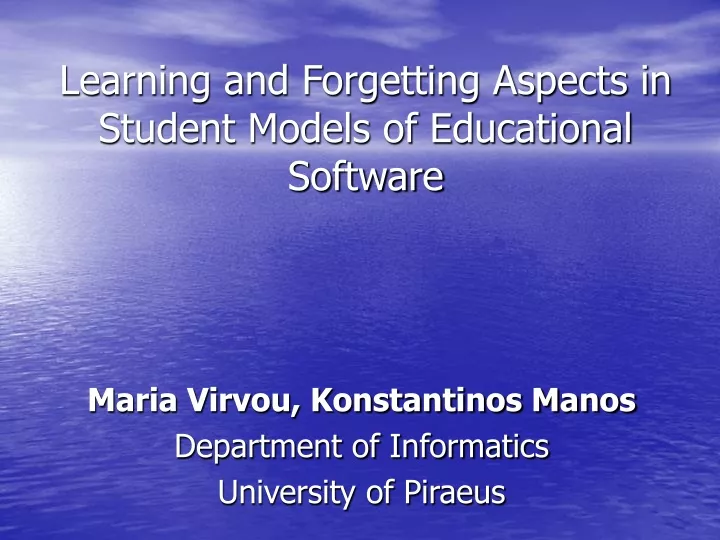 learning and forgetting aspects in student models of educational software
