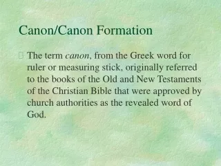 Canon/Canon Formation