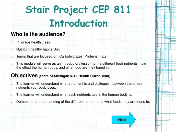 stair project cep 811 introduction