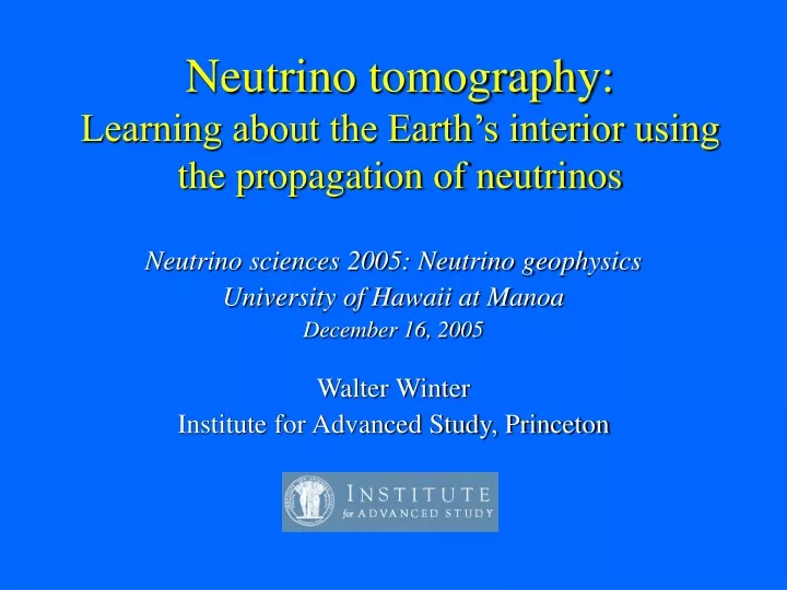 neutrino tomography learning about the earth s interior using the propagation of neutrinos