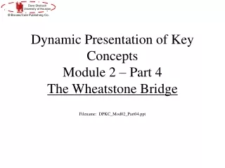Dynamic Presentation of Key Concepts  Module 2 – Part 4 The Wheatstone Bridge