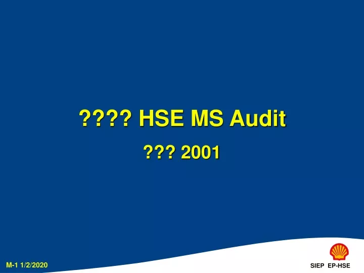 hse ms audit 2001