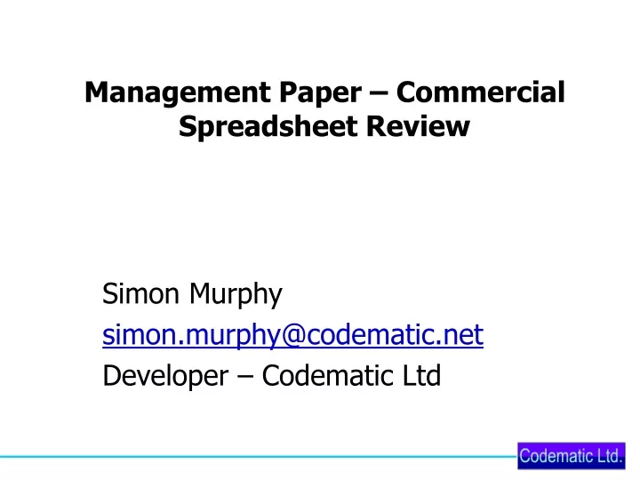 management paper commercial spreadsheet review