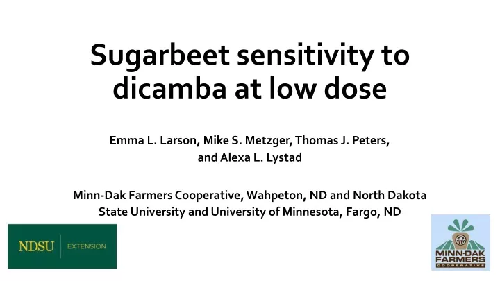 sugarbeet sensitivity to dicamba at low dose