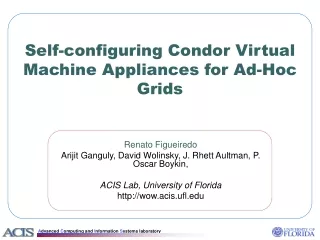 Self-configuring Condor Virtual Machine Appliances for Ad-Hoc Grids