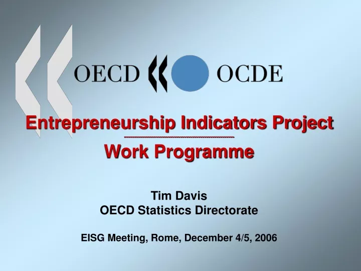 entrepreneurship indicators project work