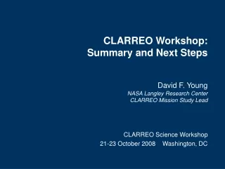 CLARREO Science Workshop 21-23 October 2008    Washington, DC