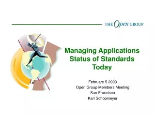 Managing Applications Status of Standards Today