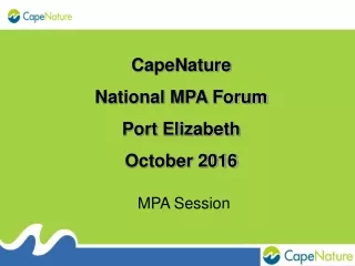 CapeNature National MPA Forum Port Elizabeth October 2016