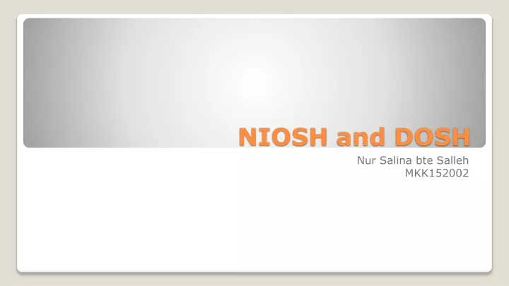 niosh and dosh