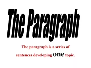 The paragraph is a series of sentences developing  one  topic.