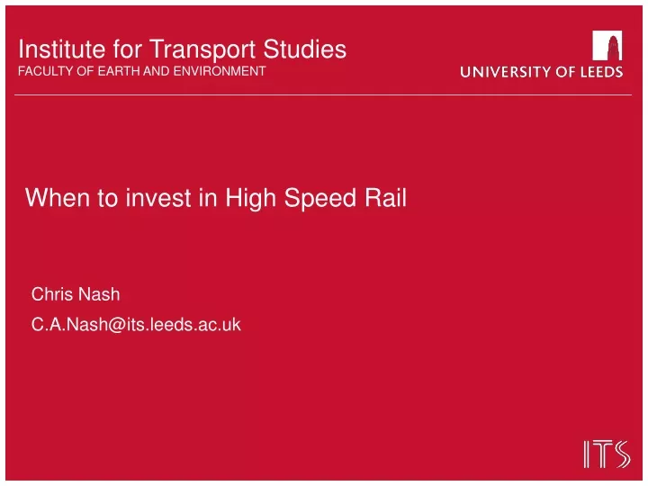 when to invest in high speed rail