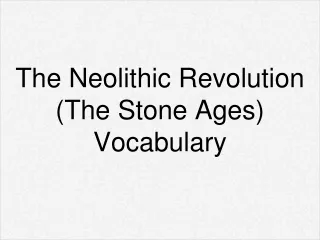 The Neolithic Revolution (The Stone Ages) Vocabulary