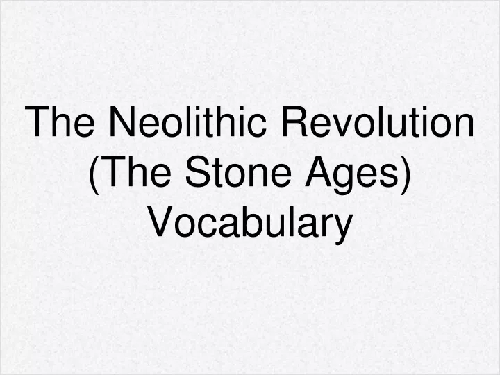 the neolithic revolution the stone ages vocabulary