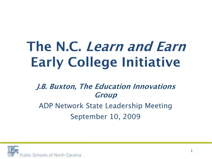 the n c learn and earn early college initiative