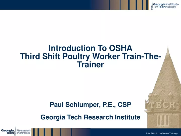 introduction to osha third shift poultry worker train the trainer