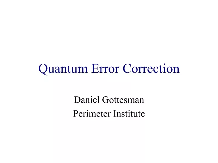 quantum error correction
