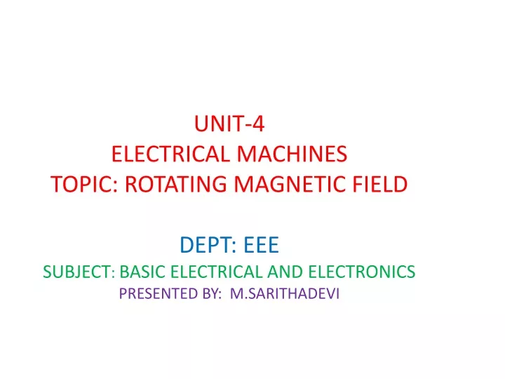 unit 4 electrical machines topic rotating