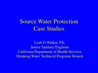 Source Water Protection Case Studies