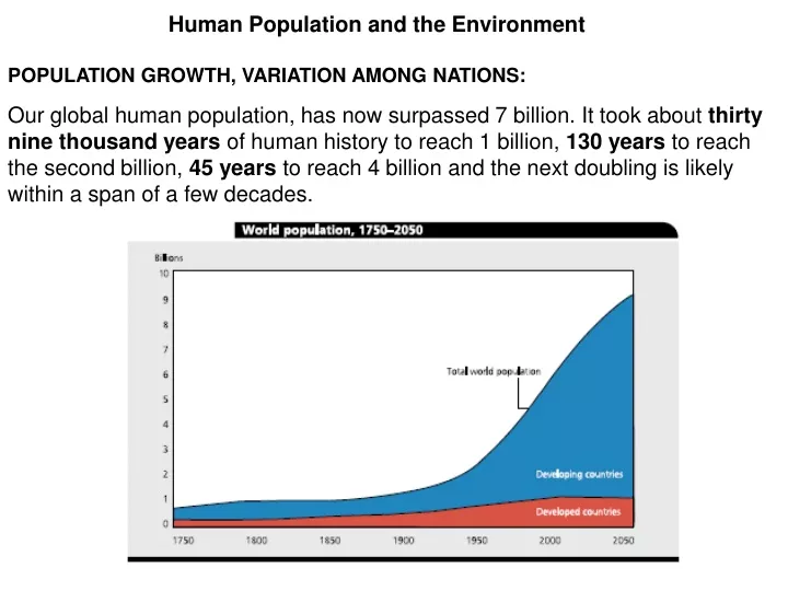 human population and the environment
