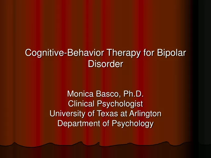 cognitive behavior therapy for bipolar disorder
