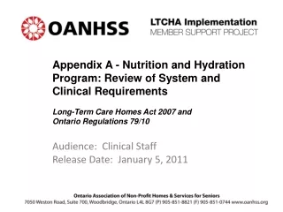 Audience:  Clinical Staff Release Date:  January 5, 2011