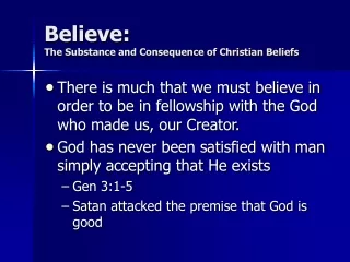 Believe: The Substance and Consequence of Christian Beliefs