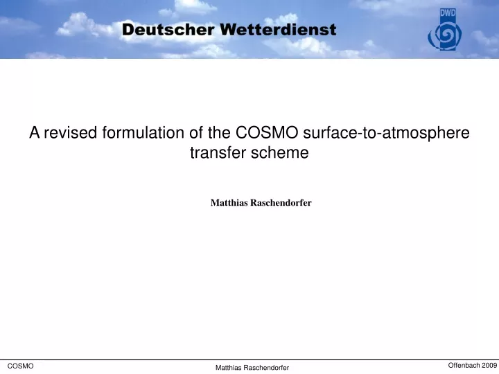 a revised formulation of the cosmo surface