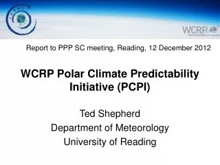 WCRP Polar Climate Predictability Initiative (PCPI)
