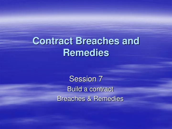 contract breaches and remedies