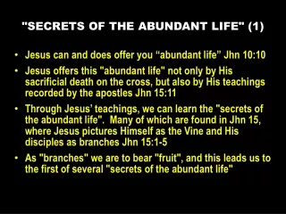 &quot;SECRETS OF THE ABUNDANT LIFE&quot; (1)