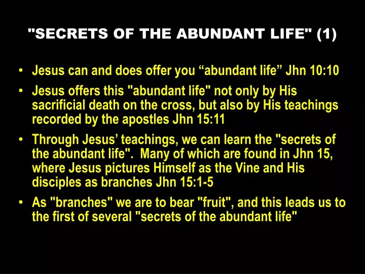secrets of the abundant life 1