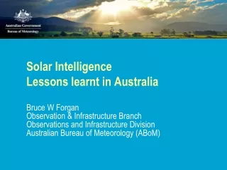 Solar Intelligence Lessons learnt in Australia