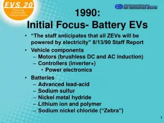 1990:  Initial Focus- Battery EVs