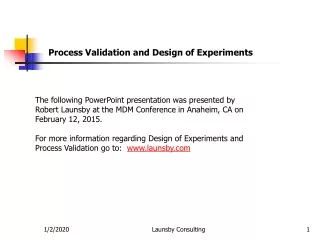 Process Validation and Design of Experiments