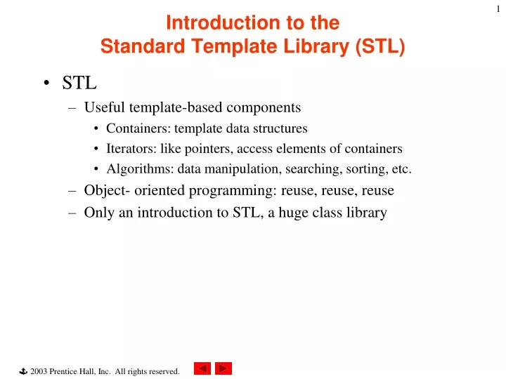 introduction to the standard template library stl