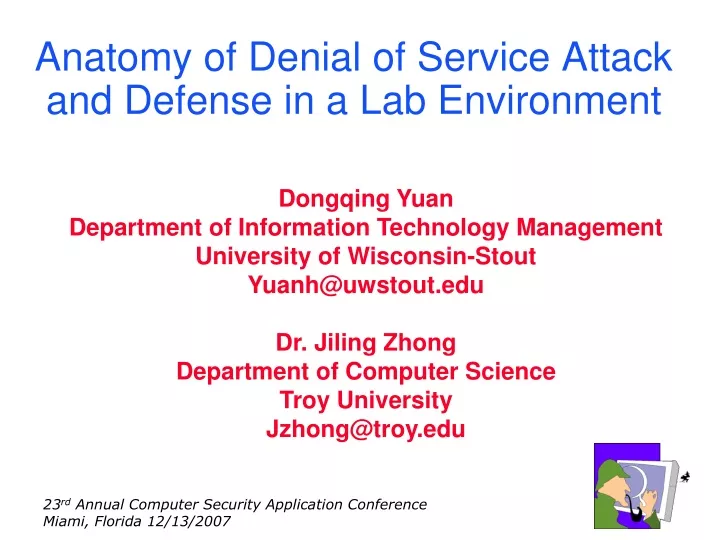 anatomy of denial of service attack and defense in a lab environment