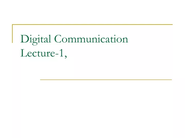 digital communication lecture 1