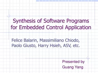 Synthesis of Software Programs  for Embedded Control Application