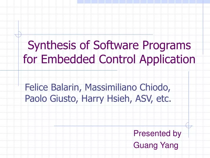 synthesis of software programs for embedded control application