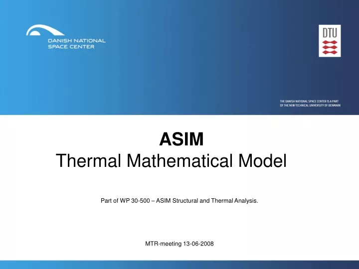 asim thermal mathematical model