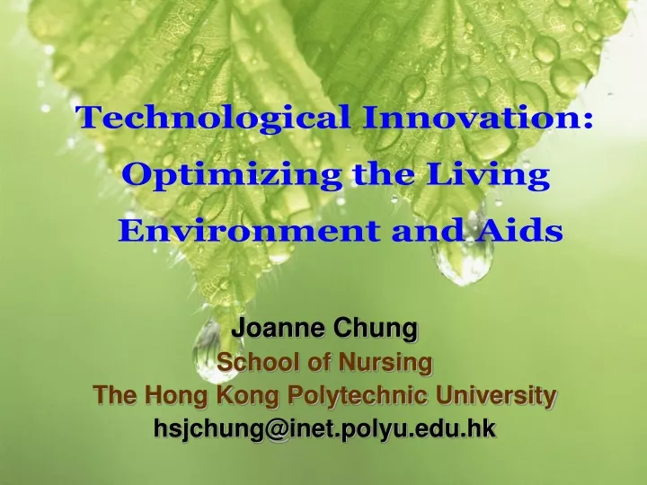 joanne chung school of nursing the hong kong polytechnic university hsjchung@inet polyu edu hk