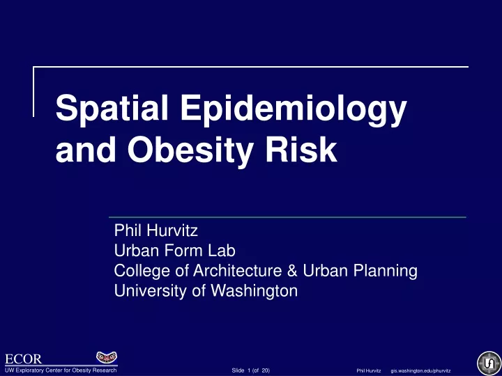 spatial epidemiology and obesity risk